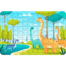 Güven Serigrafi Göldeki Dinozorlar 108 Parça Ahşap Çocuk Puzzle Yapboz
