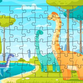 Güven Serigrafi Göldeki Dinozorlar 54 Parça Ahşap Çocuk Puzzle Yapboz