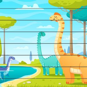Güven Serigrafi Göldeki Dinozorlar Çubuk Ahşap Çocuk Puzzle Yapboz