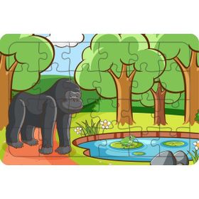 Güven Serigrafi Goril ve Kurbağa 24 Parça Ahşap Çocuk Puzzle Yapboz