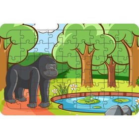 Güven Serigrafi Goril ve Kurbağa 54 Parça Ahşap Çocuk Puzzle Yapboz