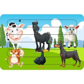 Güven Serigrafi Hayvancıklar Model 3 Çubuk 19,5 x 29,5 cm Ahşap Çocuk Puzzle Yapboz