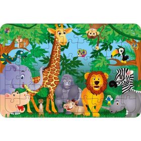 Güven Serigrafi Hayvanlar 54 Parça Ahşap Çerçeveli Puzzle Yapboz