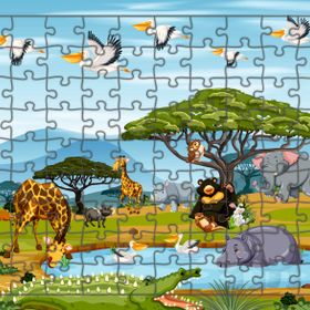 Güven Serigrafi Hayvanlar Model 8 108 Parça 29 x 39 cm Ahşap Çocuk Puzzle Yapboz