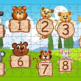 Güven Serigrafi Hayvanlar ve Sayılar 108 Parça Ahşap Çocuk Puzzle Yapboz
