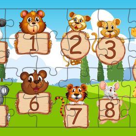 Güven Serigrafi Hayvanlar ve Sayılar 24 Parça Ahşap Çocuk Puzzle Yapboz