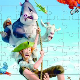 Güven Serigrafi Kaptan ve Hayvanlar 35 Parça Ahşap Çocuk Puzzle Yapboz