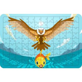 Güven Serigrafi Kartal ve Balık 108 Parça Ahşap Çocuk Puzzle Yapboz