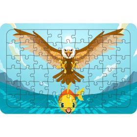 Güven Serigrafi Kartal ve Balık 54 Parça Ahşap Çocuk Puzzle Yapboz