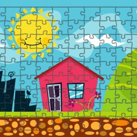 Güven Serigrafi Köy Evi 108 Parça Ahşap Çocuk Puzzle Yapboz