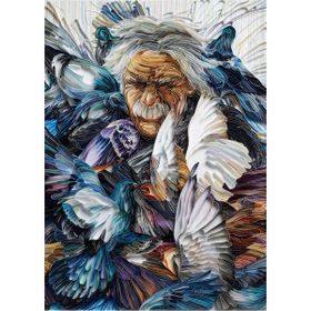 Güven Serigrafi Kuşlar ve Adam 1000 Parça Ahşap Puzzle Yapboz