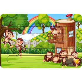 Güven Serigrafi Maymun Evi Çubuk Ahşap Çocuk Puzzle Yapboz