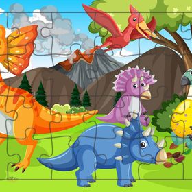 Güven Serigrafi Model 1 Sevimli Dinozorlar 24 Parça Ahşap Çocuk Puzzle Yapboz