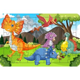 Güven Serigrafi Model 1 Sevimli Dinozorlar 54 Parça Ahşap Çocuk Puzzle Yapboz