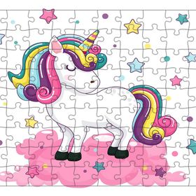 Güven Serigrafi Model 1 Sevimli Unicorn 108 Parça Ahşap Çocuk Puzzle Yapboz