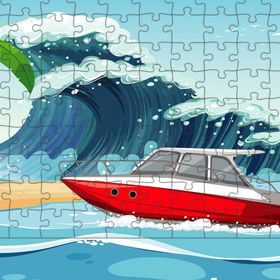 Güven Serigrafi Model 1 Sürat Teknesi 108 Parça Ahşap Çocuk Puzzle Yapboz
