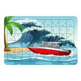 Güven Serigrafi Model 1 Sürat Teknesi 54 Parça Ahşap Çocuk Puzzle Yapboz