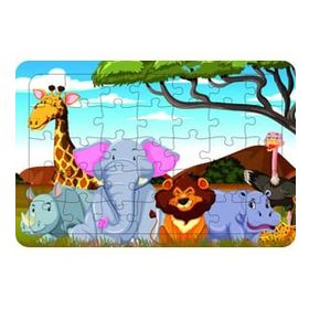 Güven Serigrafi Model 19 Hayvanlar 35 Parça Ahşap Çocuk Puzzle Yapboz
