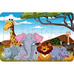 Güven Serigrafi Model 19 Hayvanlar 35 Parça Ahşap Çocuk Puzzle Yapboz