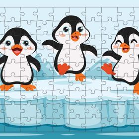 Güven Serigrafi Model 2 Küçük Penguenler 108 Parça Ahşap Çocuk Puzzle Yapboz