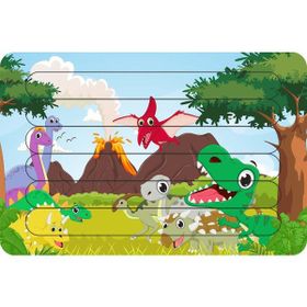 Güven Serigrafi Model 2 Sevimli Dinozorlar Çubuk Ahşap Çocuk Puzzle Yapboz