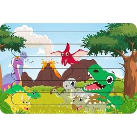 Güven Serigrafi Model 2 Sevimli Dinozorlar Çubuk Ahşap Çocuk Puzzle Yapboz