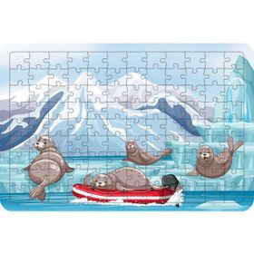 Güven Serigrafi Model 2 Sevimli Foklar 108 Parça Ahşap Çocuk Puzzle Yapboz