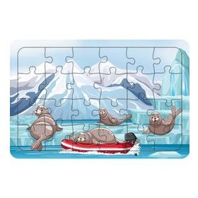 Güven Serigrafi Model 2 Sevimli Foklar 24 Parça Ahşap Çocuk Puzzle Yapboz