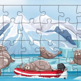 Güven Serigrafi Model 2 Sevimli Foklar 24 Parça Ahşap Çocuk Puzzle Yapboz