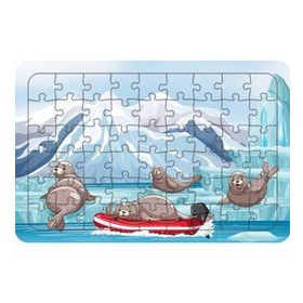 Güven Serigrafi Model 2 Sevimli Foklar 54 Parça Ahşap Çocuk Puzzle Yapboz