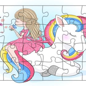 Güven Serigrafi Model 2 Sevimli Unicorn 24 Parça Ahşap Çocuk Puzzle Yapboz