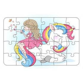 Güven Serigrafi Model 2 Sevimli Unicorn 24 Parça Ahşap Çocuk Puzzle Yapboz