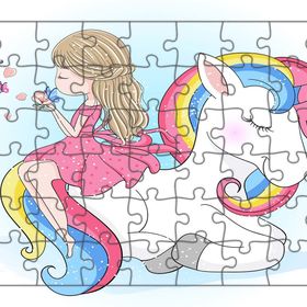 Güven Serigrafi Model 2 Sevimli Unicorn 54 Parça Ahşap Çocuk Puzzle Yapboz