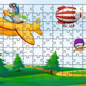 Güven Serigrafi Model 2 Uçan Çocuklar 108 Parça Ahşap Çocuk Puzzle Yapboz