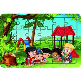 Güven Serigrafi Model 3 Parktaki Çocuklar 24 Parça Ahşap Çocuk Puzzle Yapboz