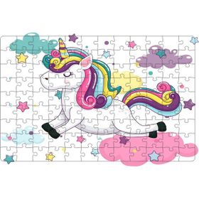 Güven Serigrafi Model 3 Sevimli Unicorn 108 Parça Ahşap Çocuk Puzzle Yapboz