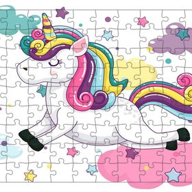 Güven Serigrafi Model 3 Sevimli Unicorn 108 Parça Ahşap Çocuk Puzzle Yapboz