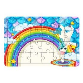 Güven Serigrafi Model 4 Sevimli Unicorn 24 Parça Ahşap Çocuk Puzzle Yapboz