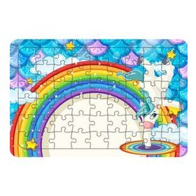 Güven Serigrafi Model 4 Sevimli Unicorn 54 Parça Ahşap Çocuk Puzzle Yapboz