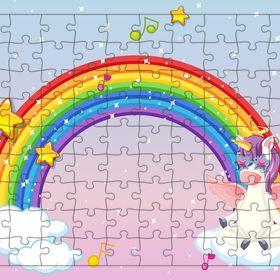 Güven Serigrafi Model 5 Sevimli Unicorn 108 Parça Ahşap Çocuk Puzzle Yapboz