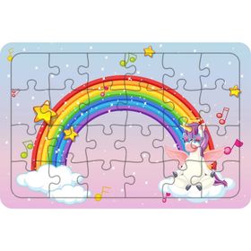 Güven Serigrafi Model 5 Sevimli Unicorn 24 Parça Ahşap Çocuk Puzzle Yapboz