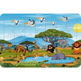 Güven Serigrafi Model 8 Hayvanlar 35 Parça Ahşap Çocuk Puzzle Yapboz