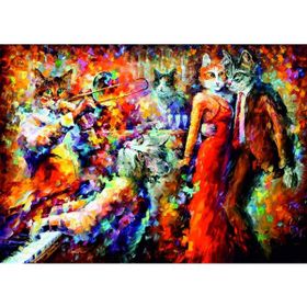 Güven Serigrafi Müzik ve Kediler 1000 Parça 48 x 68 cm Ahşap Puzzle Yapboz