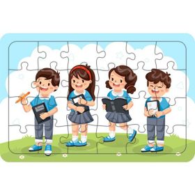 Güven Serigrafi Okula Gidiyoruz 24 Parça Ahşap Çocuk Puzzle Yapboz
