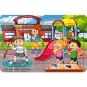 Güven Serigrafi Okuldaki Çocuklar 108 Parça Ahşap Çocuk Puzzle Yapboz