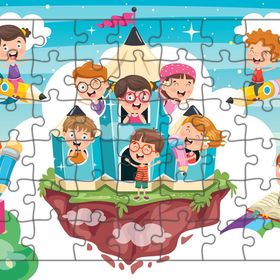 Güven Serigrafi Okuyan Çocuklar 54 Parça Ahşap Çocuk Puzzle Yapboz