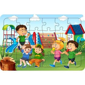 Güven Serigrafi Parktaki Çocuklar 24 Parça Ahşap Çocuk Puzzle Yapboz