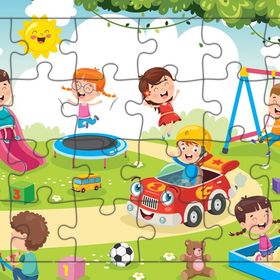 Güven Serigrafi Parktaki Çocuklar 24 Parça Ahşap Çocuk Puzzle Yapboz
