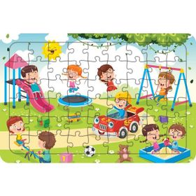 Güven Serigrafi Parktaki Çocuklar 54 Parça 19,5 x 29,5 cm Ahşap Çocuk Puzzle Yapboz