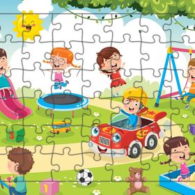 Güven Serigrafi Parktaki Çocuklar 54 Parça 19,5 x 29,5 cm Ahşap Çocuk Puzzle Yapboz